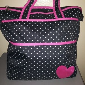 B&W polka dot diaper bag